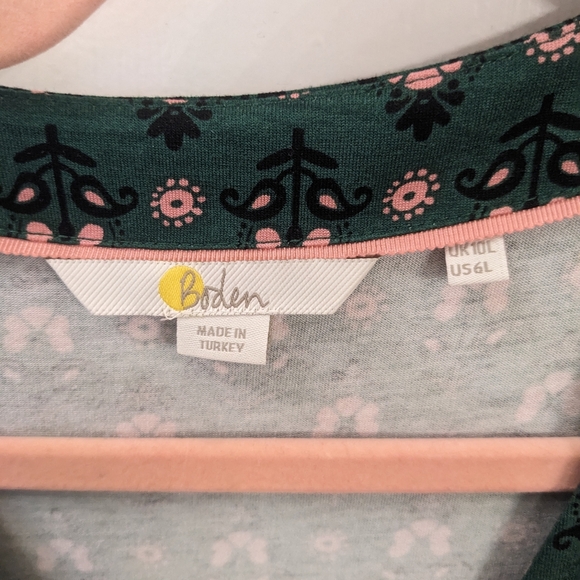 Easy Fixed Wrap Jersey Dress - Hunter Green, Tapestry Bud - Picture 5 of 6